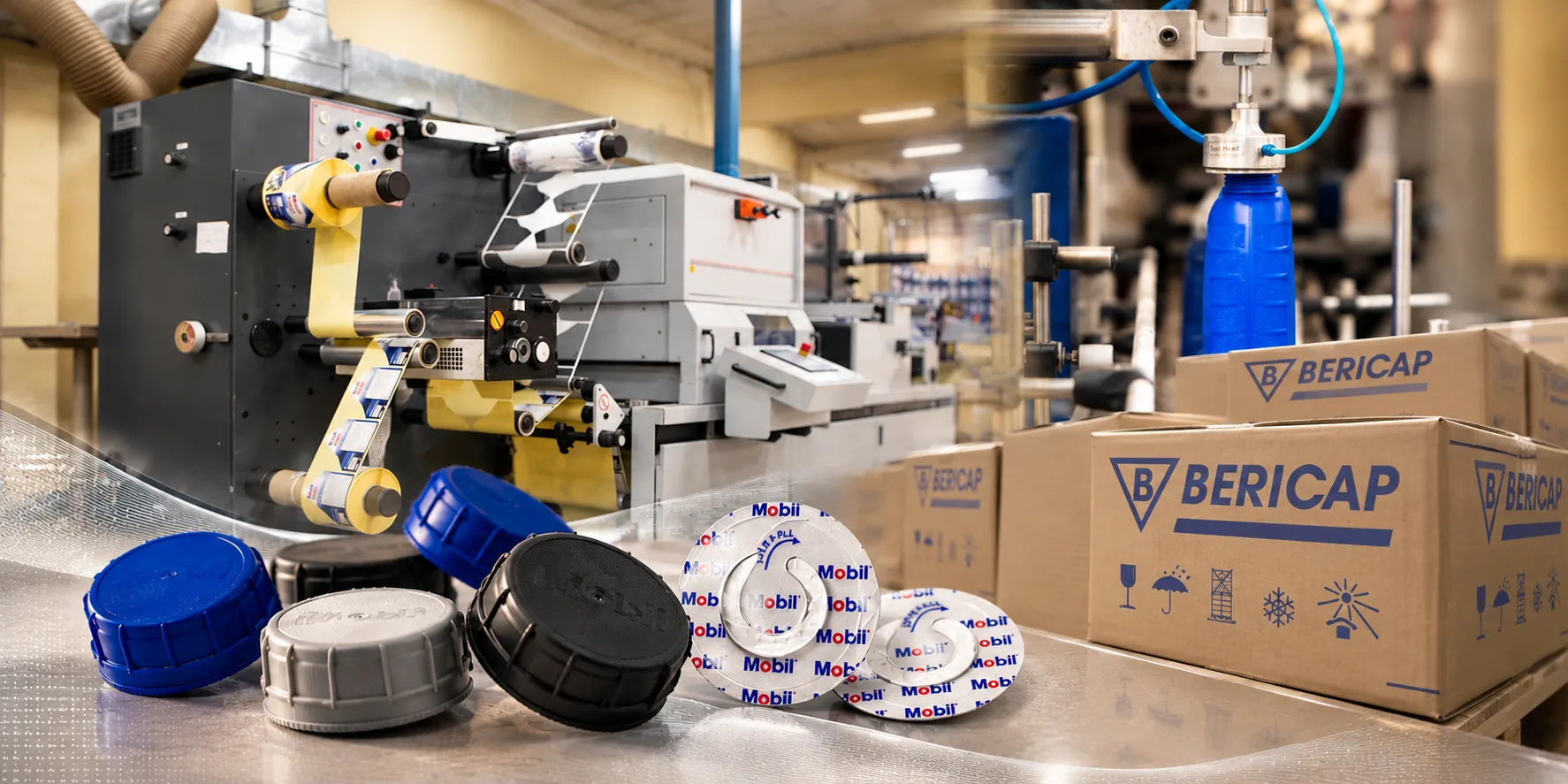 Breeze Industries label printing, caps and closures, and Bericap-supplied production line